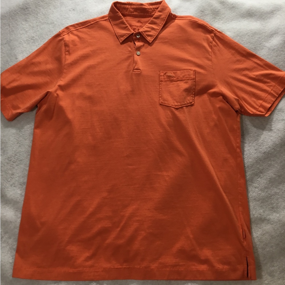 Tommy Bahama Men’s  Vibrant Orange Polo Shirt SZ Large gently used